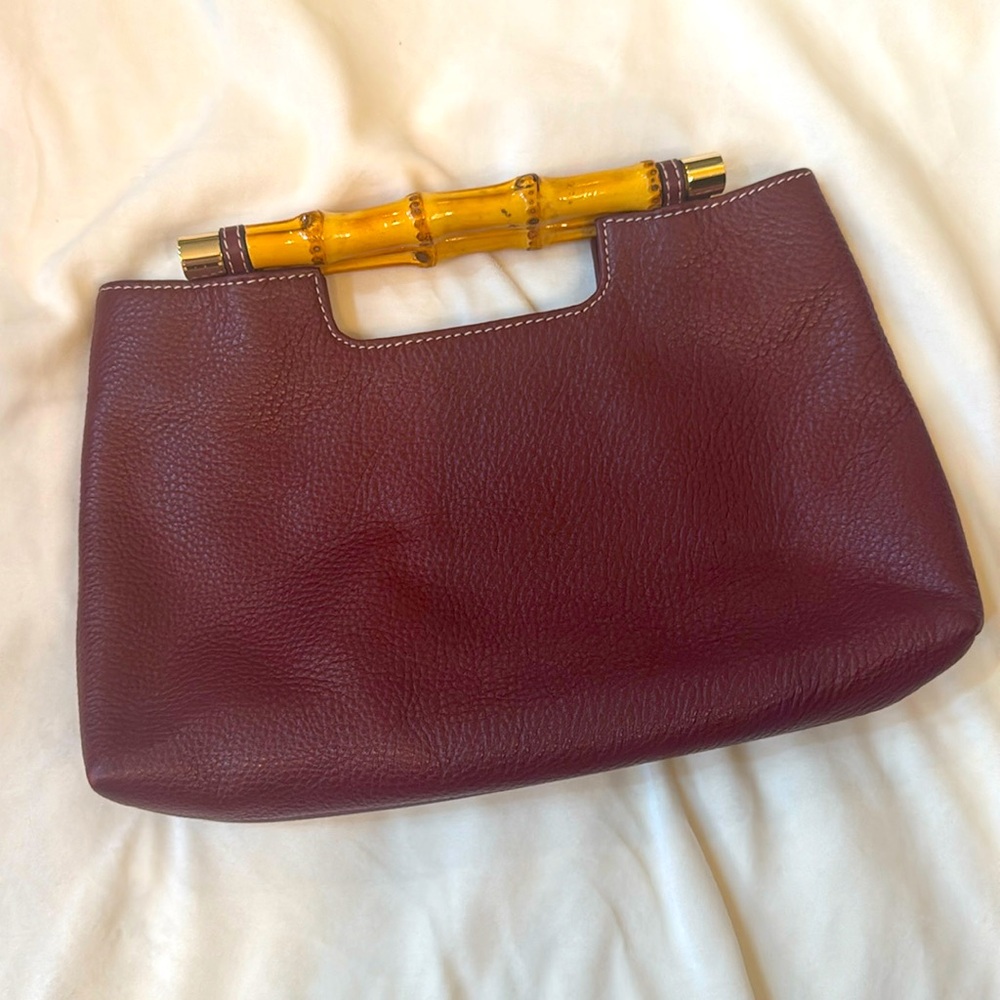 Bamboo maroon clutch or crossbody